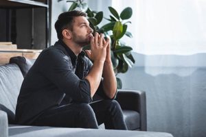 a man waiting to start anxiety treatment