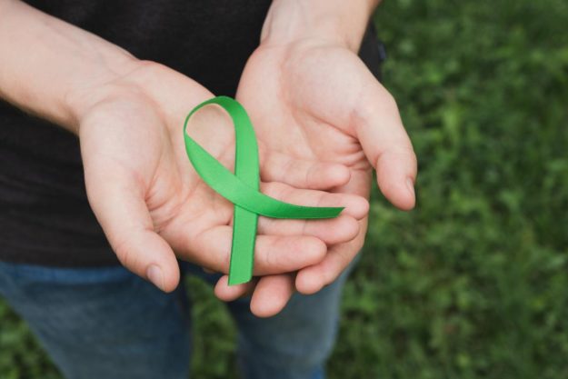 a green ribbon represents world mental health day